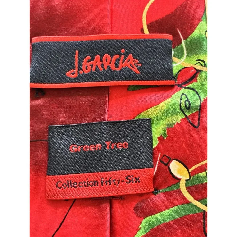 Vintage Jerry Garcia Silk Christmas Tie Collection 56 Abstract Tree Red Holiday